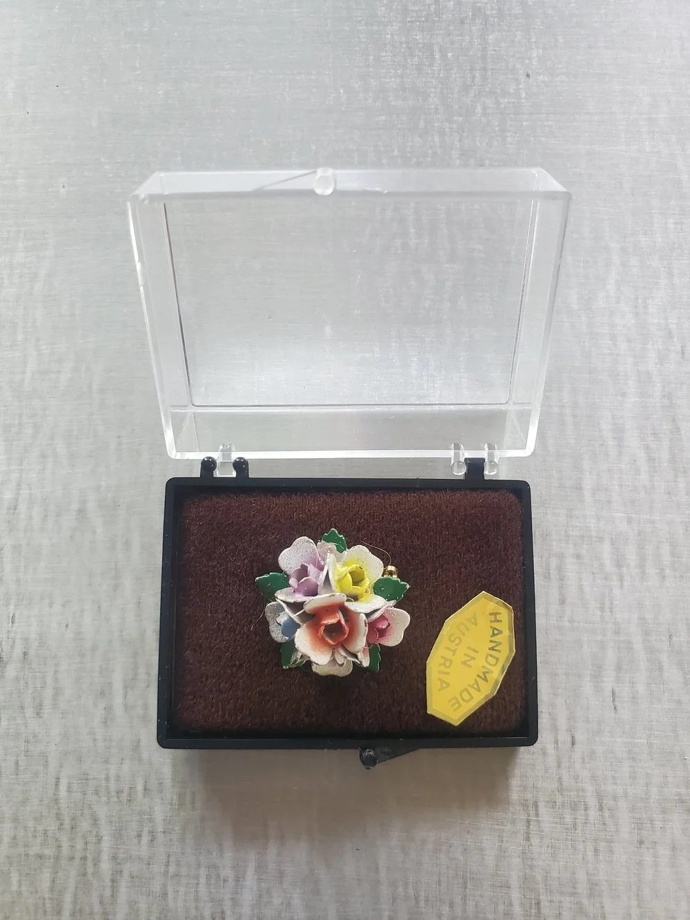 Handmade In Austria Enamel Flower Brooch - Floral Cluster Pin